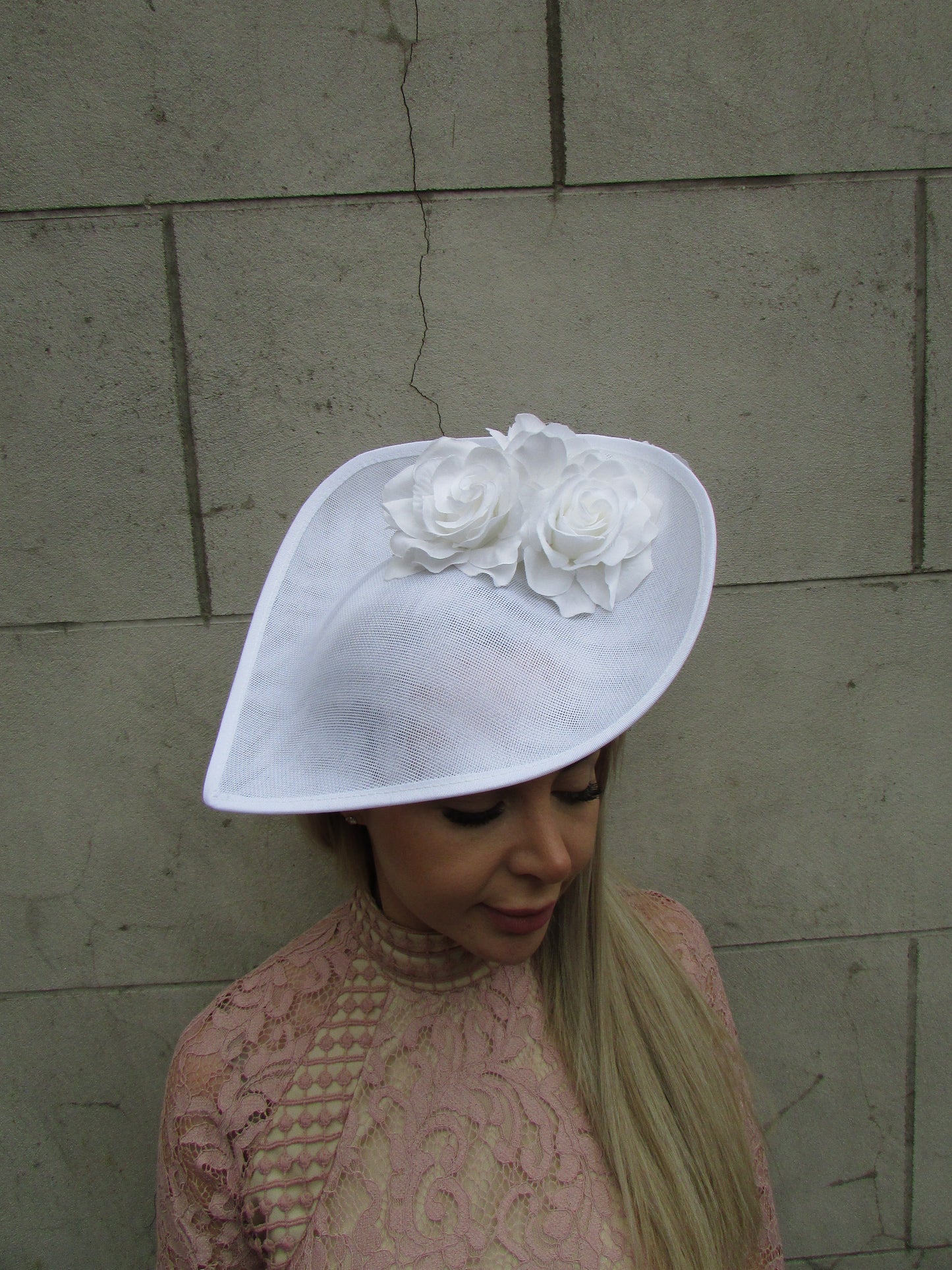 White Rose Flower Teardrop Hatinator