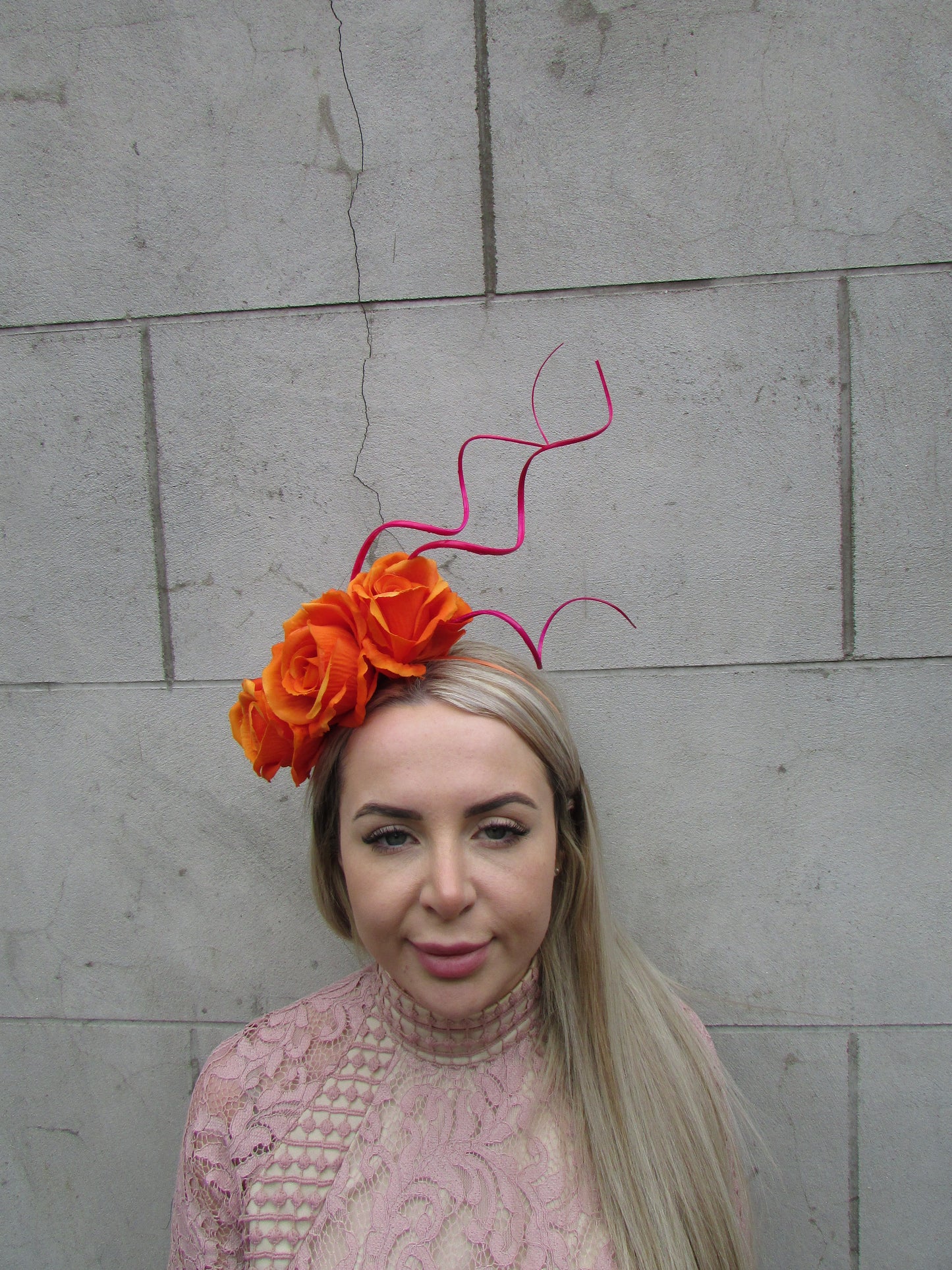 Orange & Pink Rose Statement Headband