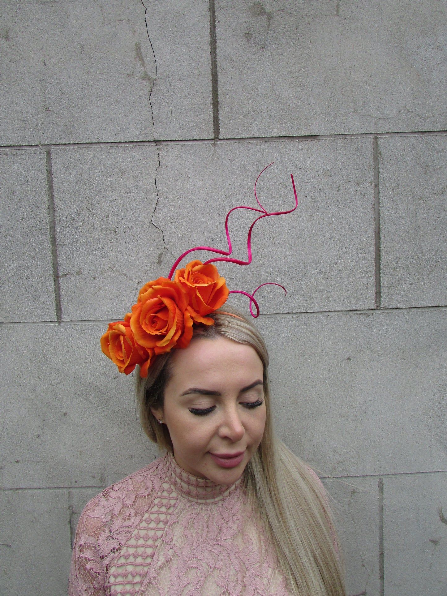 Orange & Pink Rose Statement Headband