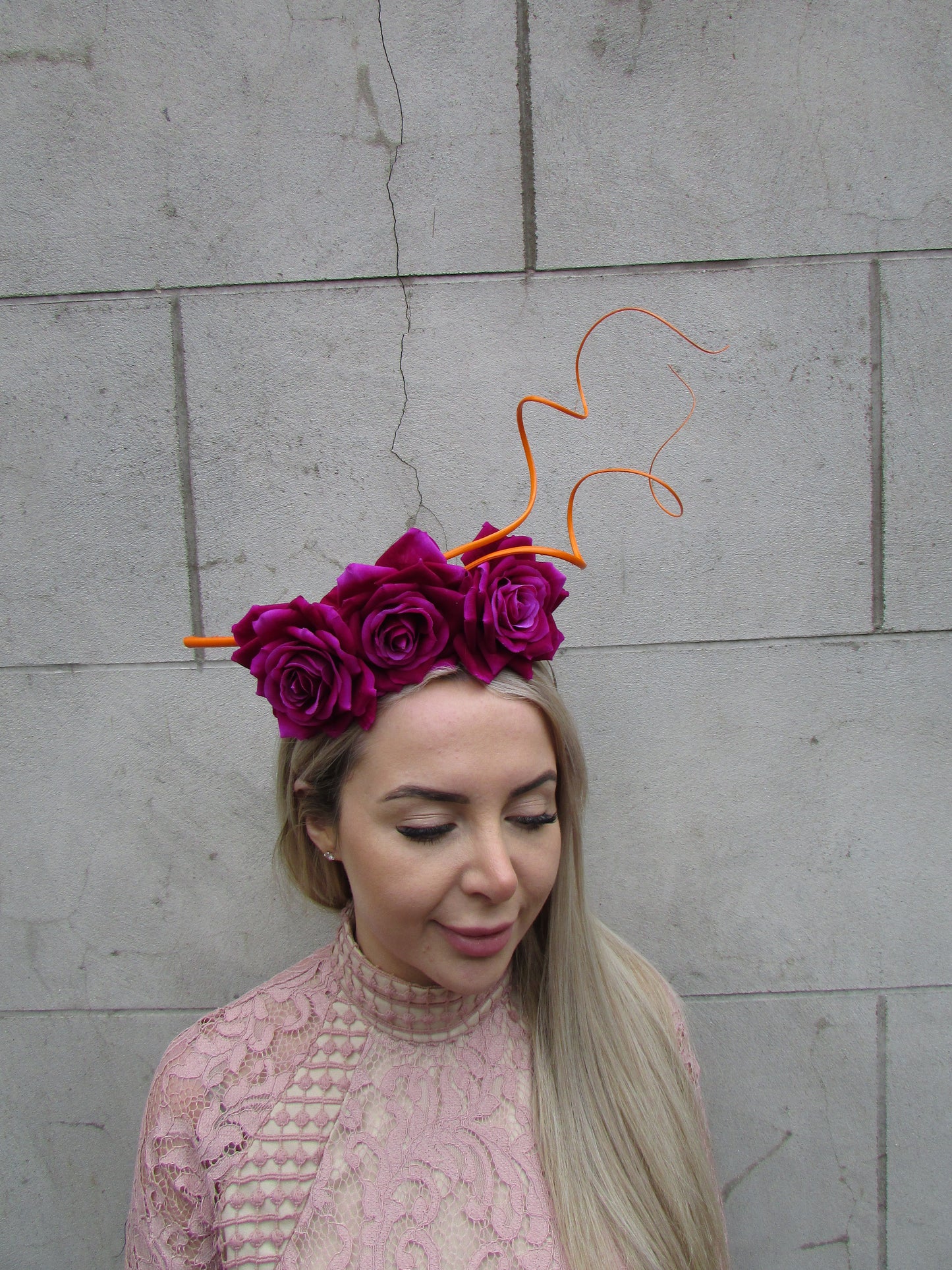 Orange & Magenta Rose Statement Headband