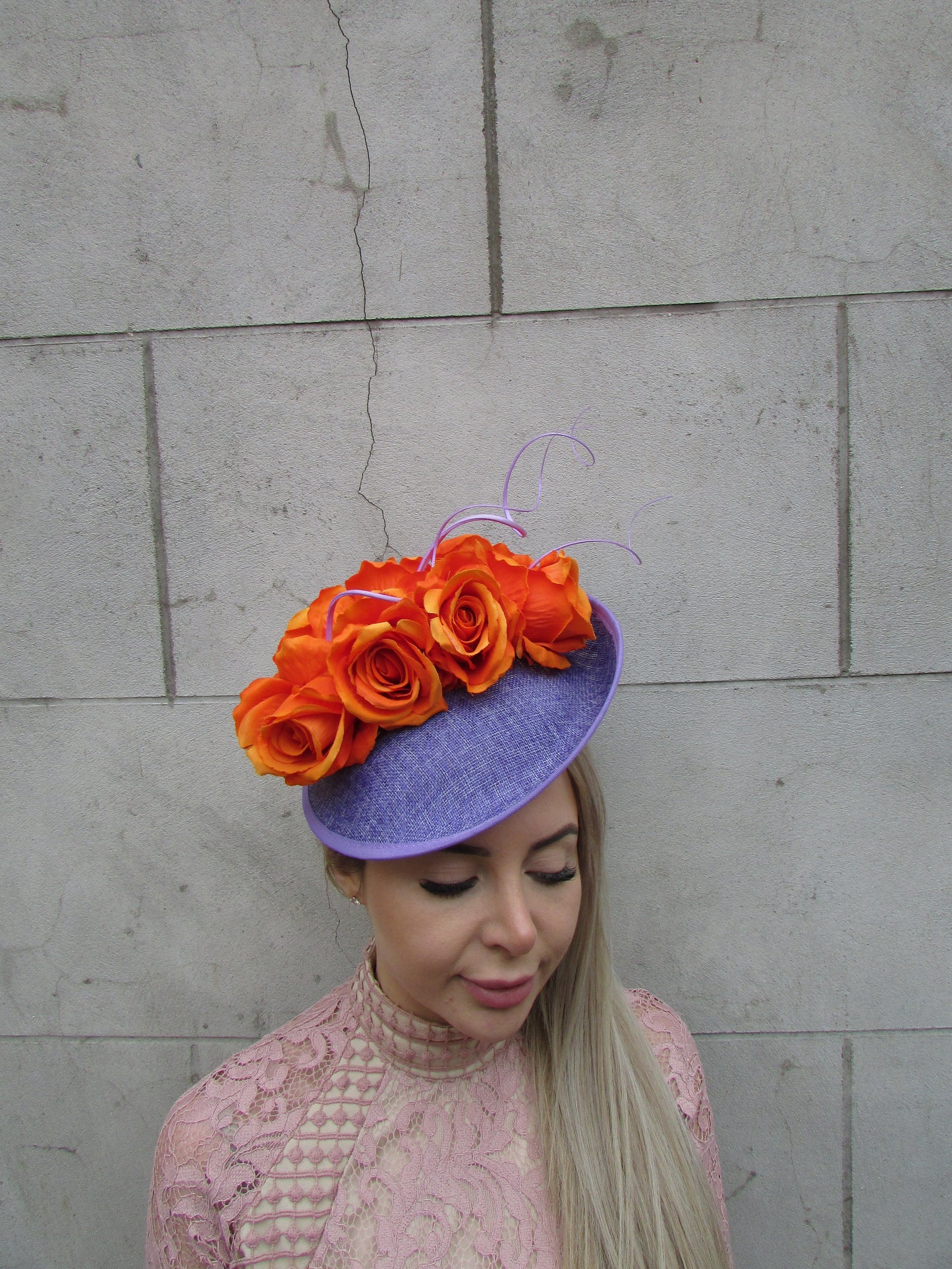 Lavender Purple & Orange Flower Hatinator
