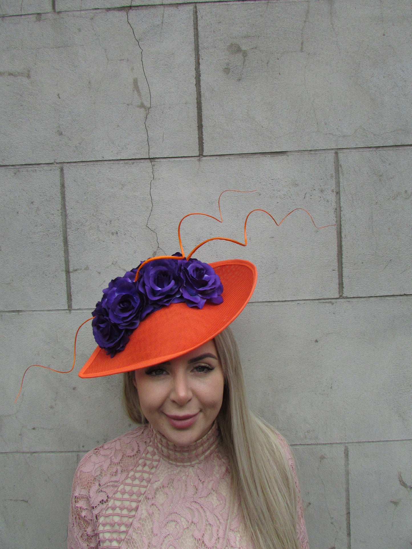 Large Purple & Orange Teardrop Fascinator Hat