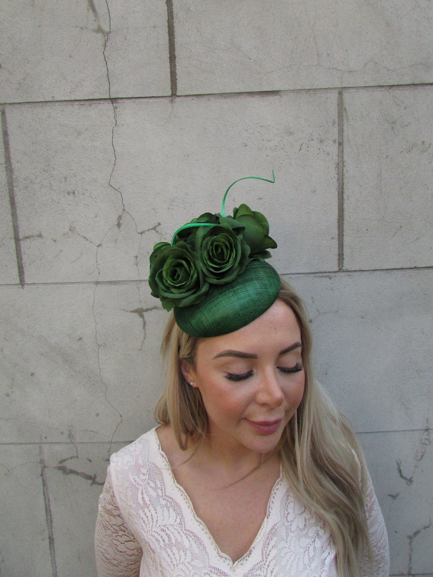 Forest Emerald Green Veil Pillbox Hat