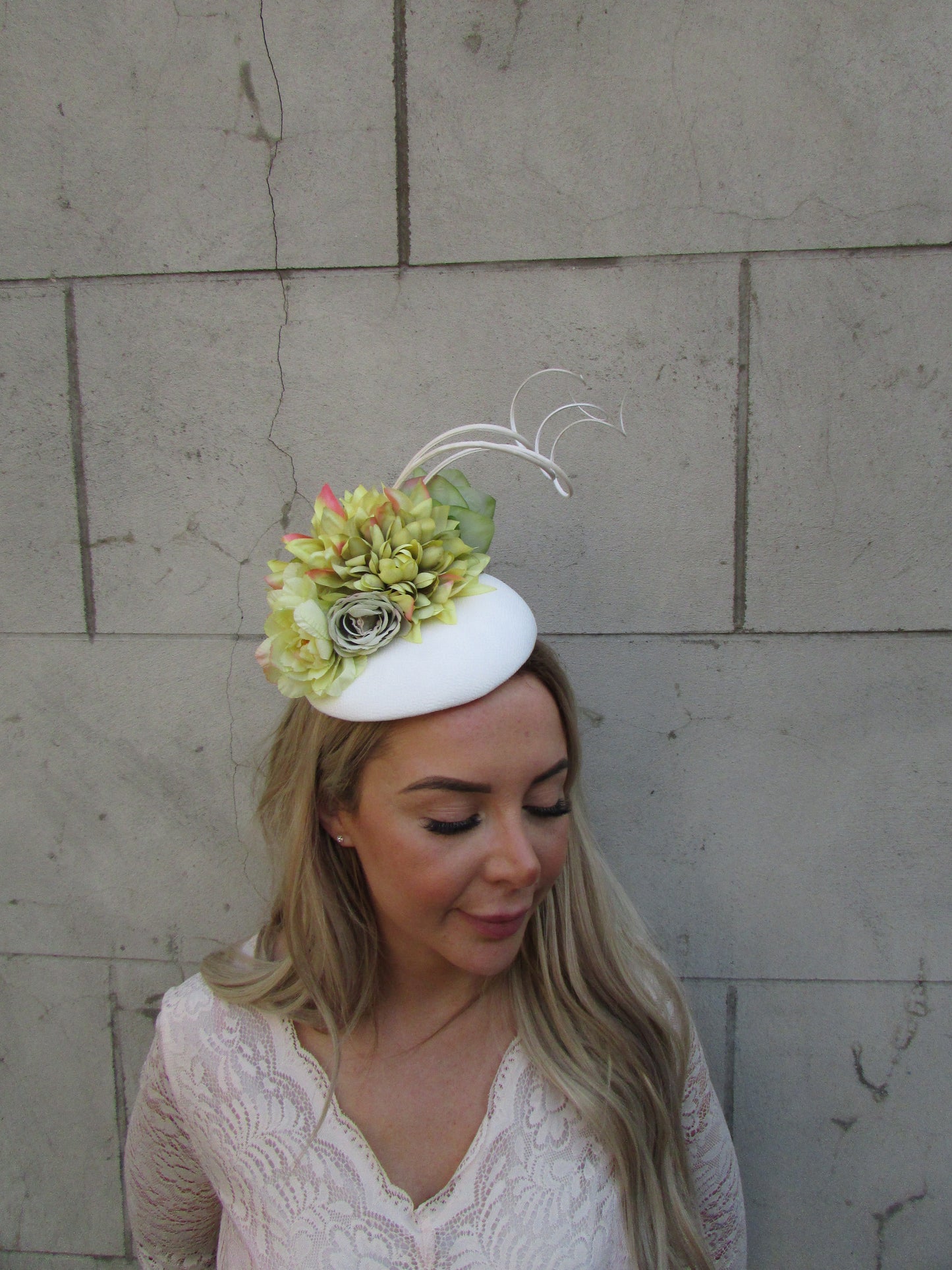 Ivory & Chartreuse Pillbox Hat Fascinator