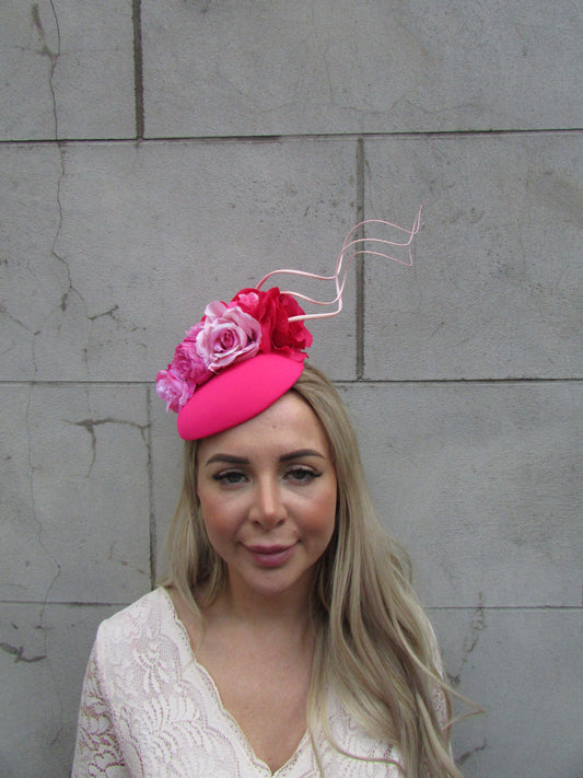 Hot & Light Pink Floral Fascinator Hat