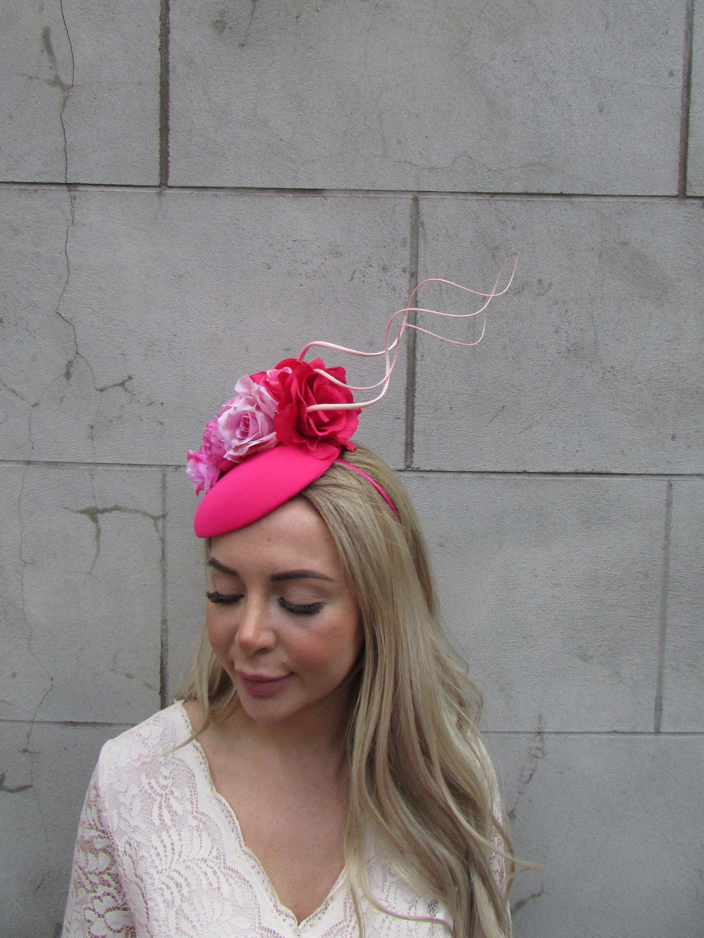 Hot & Light Pink Floral Fascinator Hat