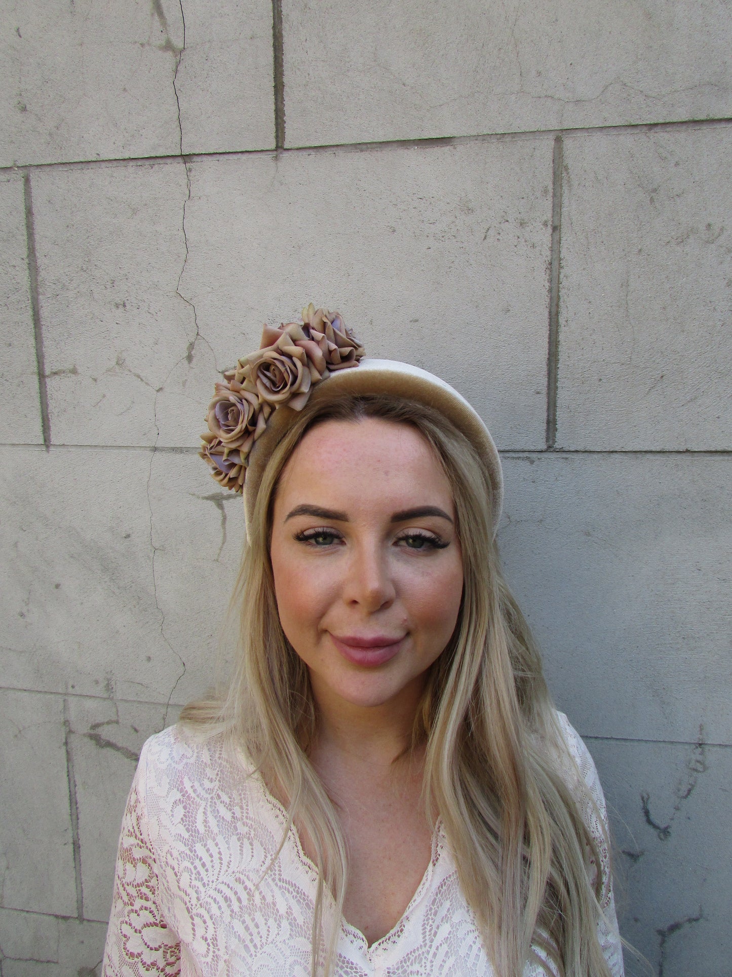 Nude Rose Flower Fascinator Headband