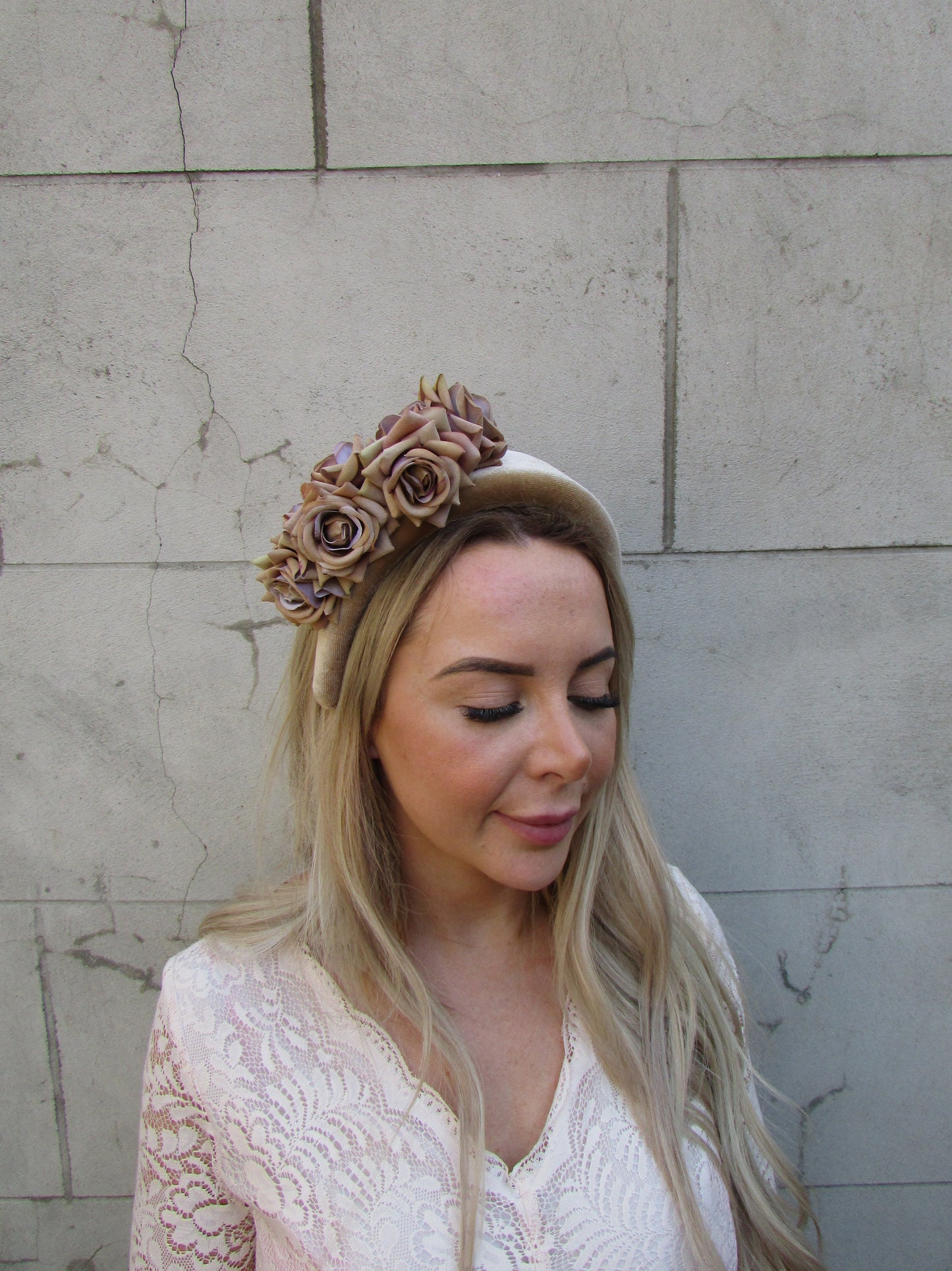 Nude Rose Flower Fascinator Headband