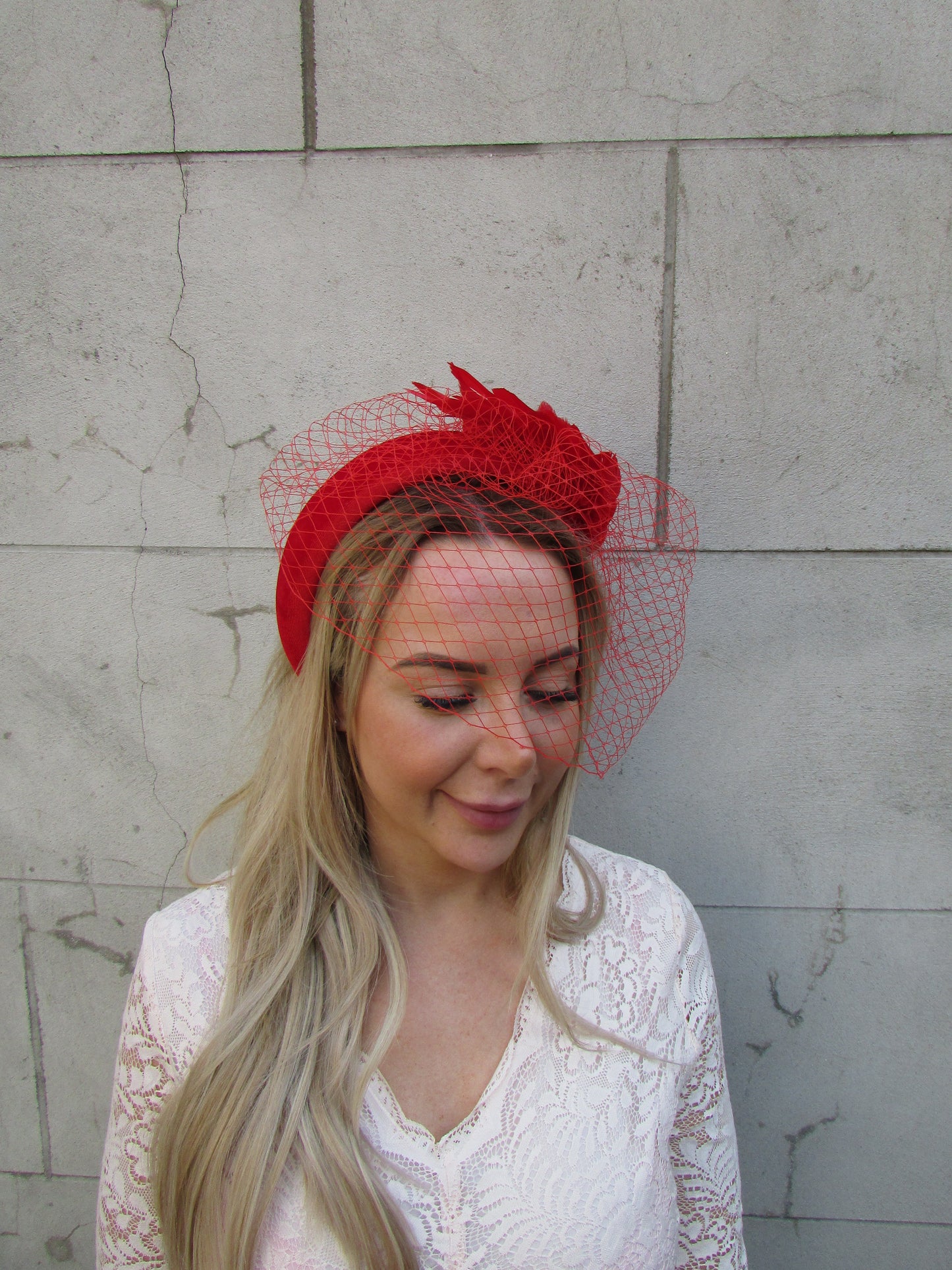 Red Feather Veil Headband