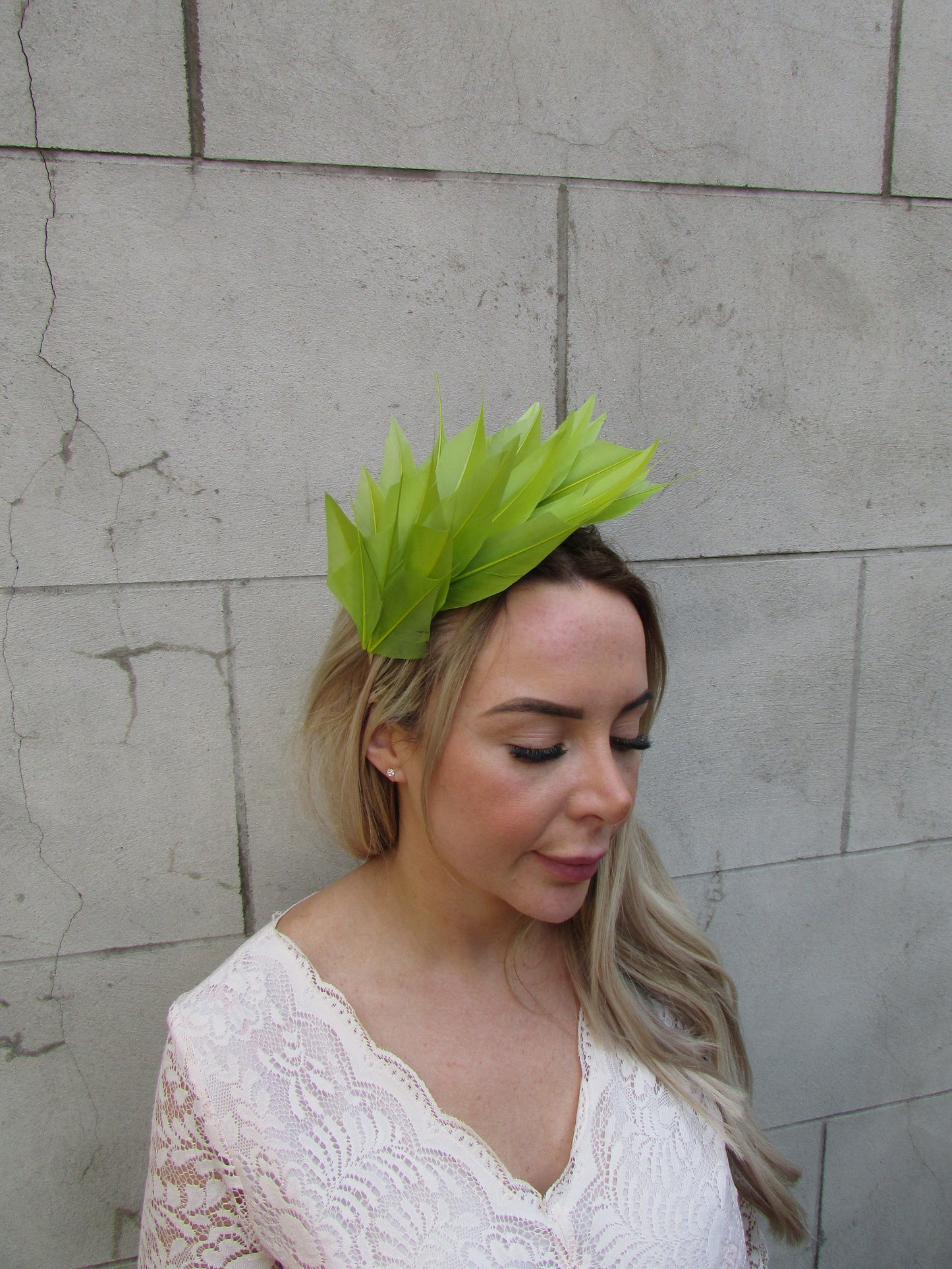 Chartreuse Feather Fascinator Headband