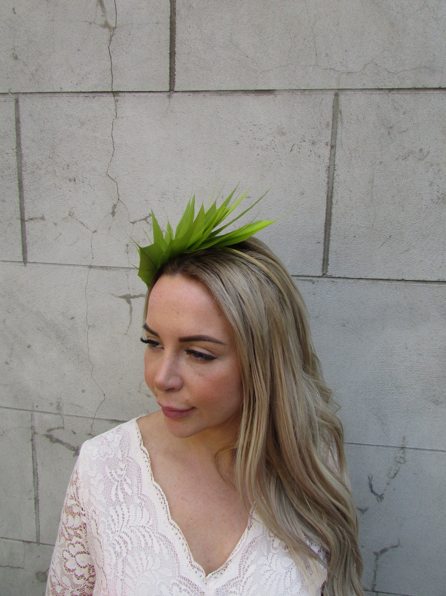 Chartreuse Feather Fascinator Headband