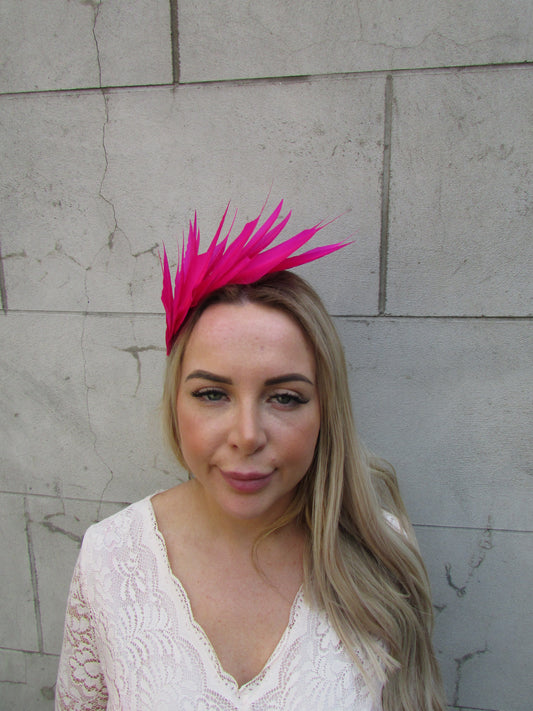 Magenta Pink Feather Headpiece