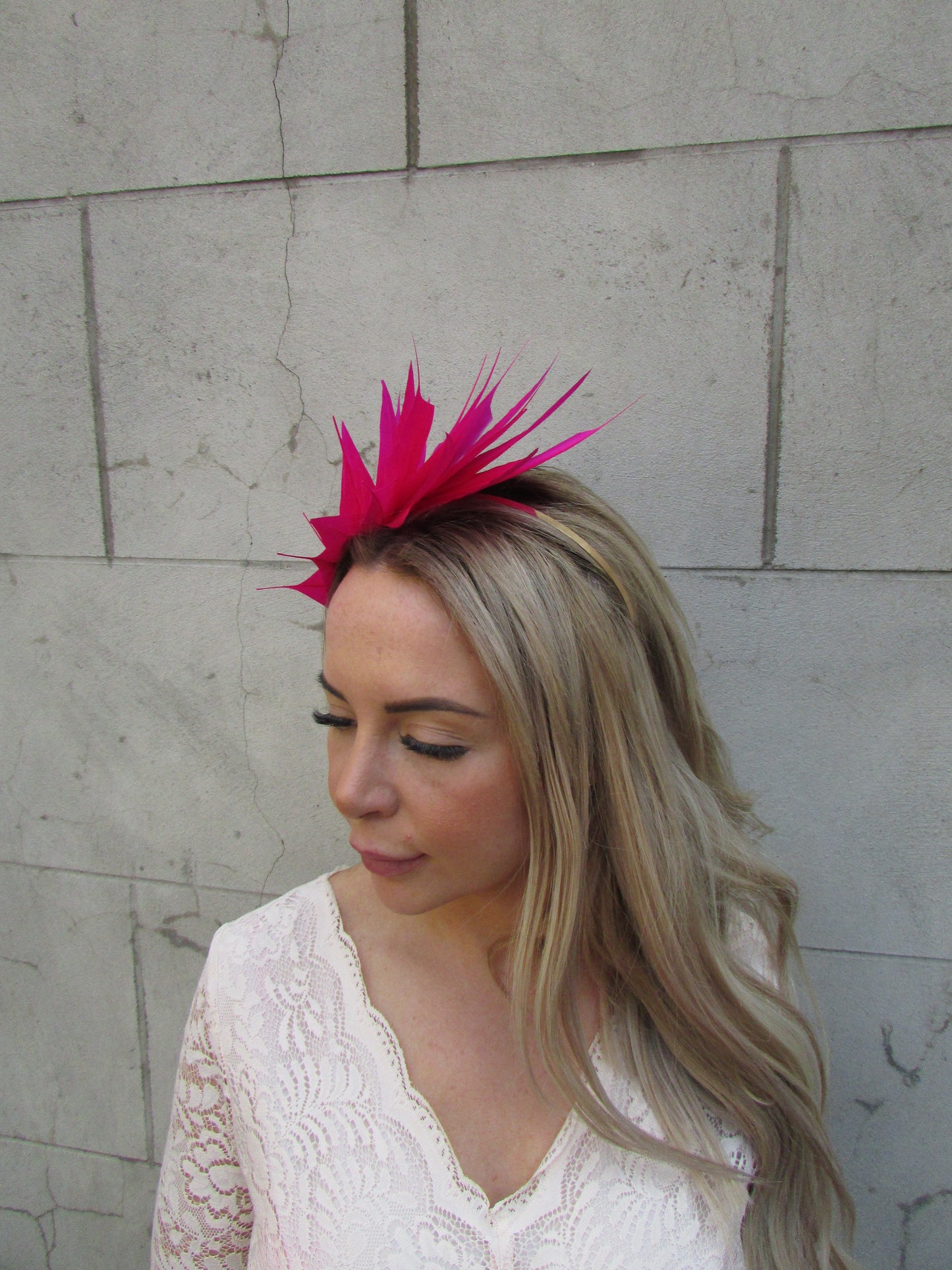 Magenta Pink Feather Headpiece