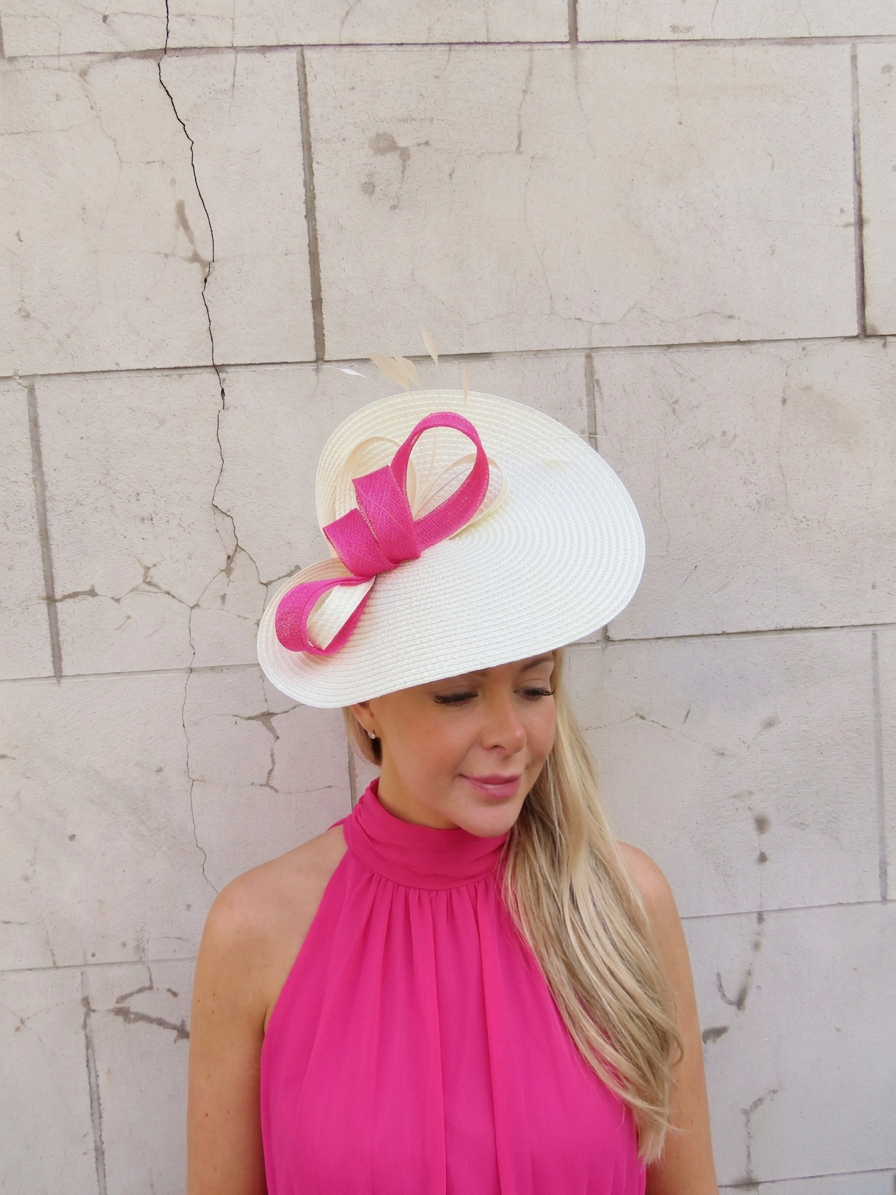 Cream & Hot Pink Large Hat