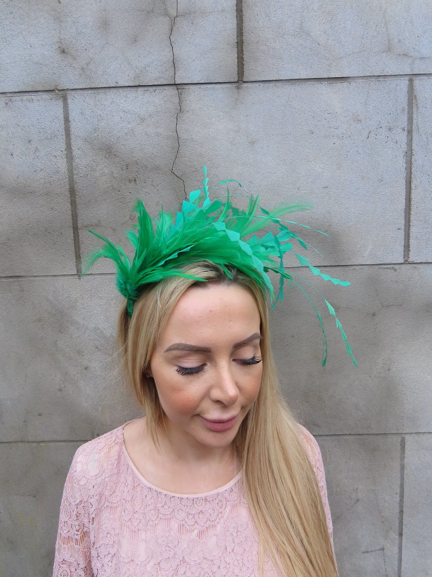 Bright Emerald Green Feather Fascinator Headband