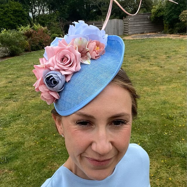 Light Blue Blush Pink Flower Disc Hatinator sh-151