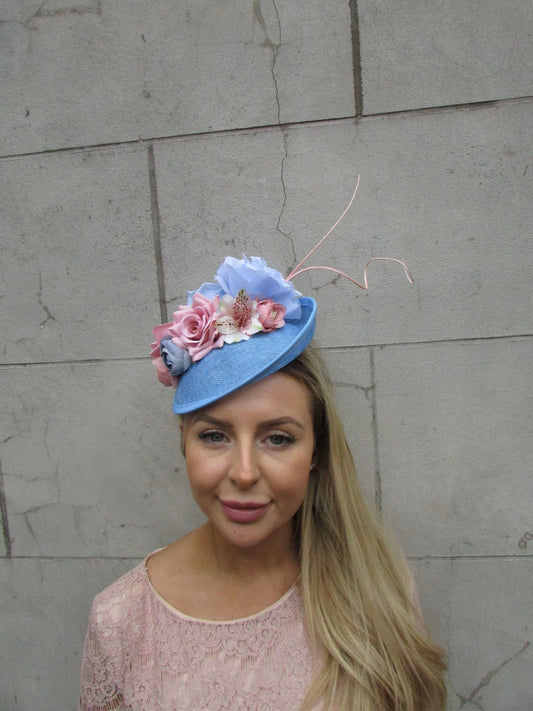 Light Blue Blush Pink Flower Disc Hatinator sh-151