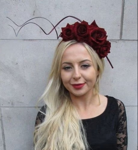 Burgundy Rose Flower Fascinator Headpiece