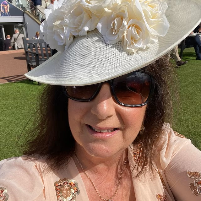 Large Cream Rose Teardrop Hat