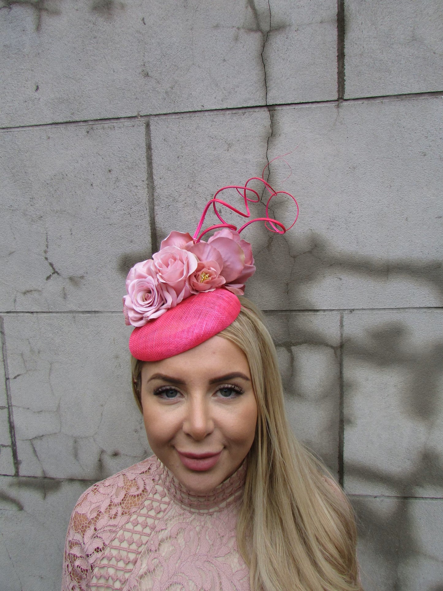 Hot Pink & Dusky Flower Fascinator Hat
