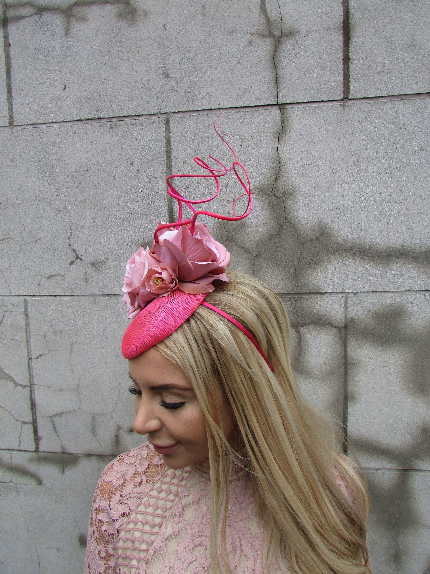 Hot Pink & Dusky Flower Fascinator Hat