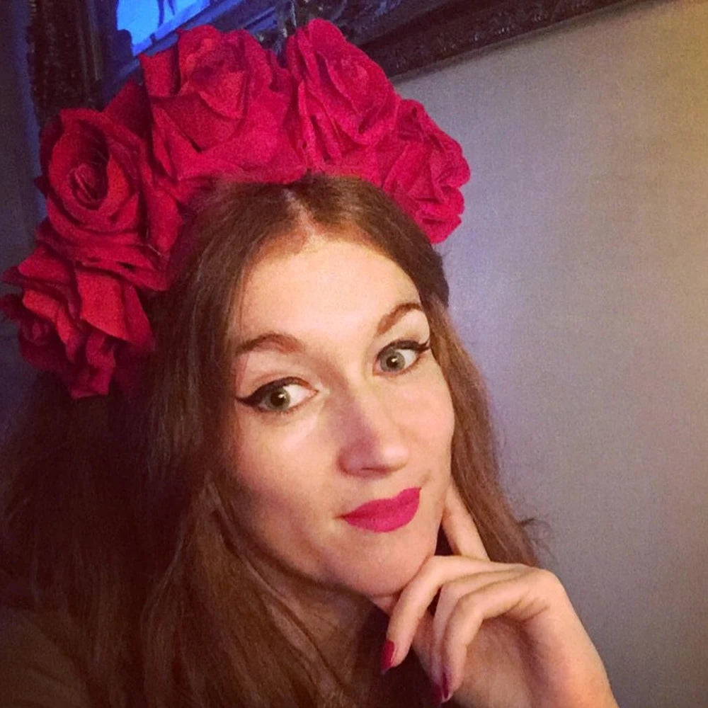 Large Red Rose Flower Headpiece