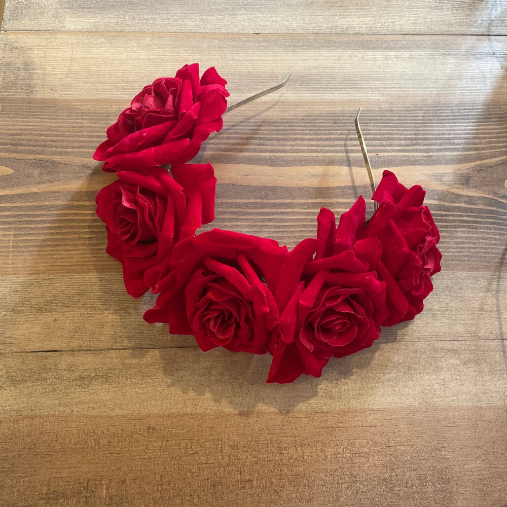 Large Red Rose Flower Headpiece