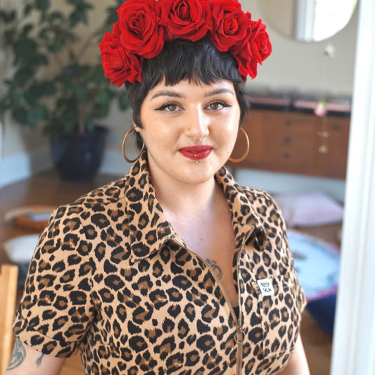 Large Red Rose Flower Headpiece