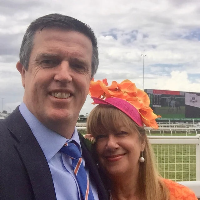 Orange & Pink Orchid Fascinator Hat