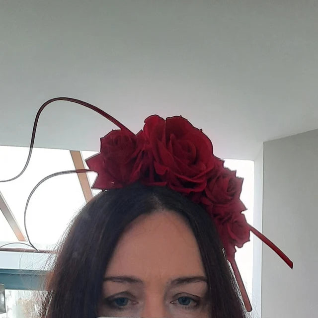 Red Rose Flower Statement Fascinator sh-352