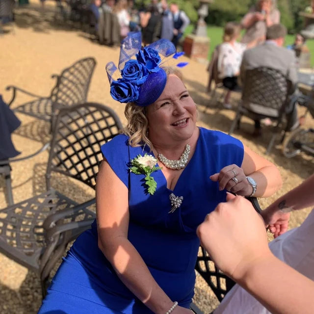 Royal Blue Rose Hat Fascinator u1z78