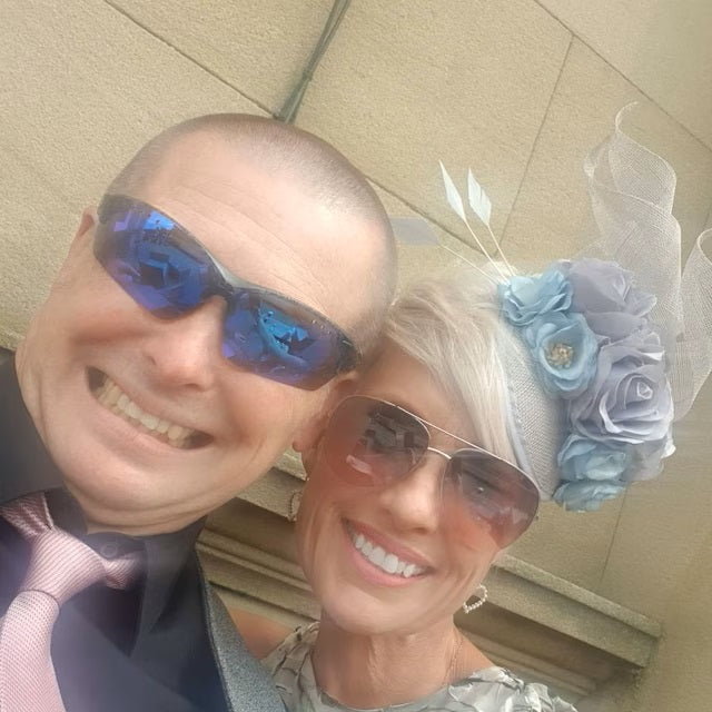 Light Grey & Blue Fascinator Hat