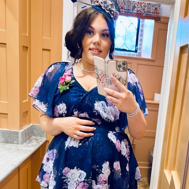Navy & Lilac Fascinator Hat