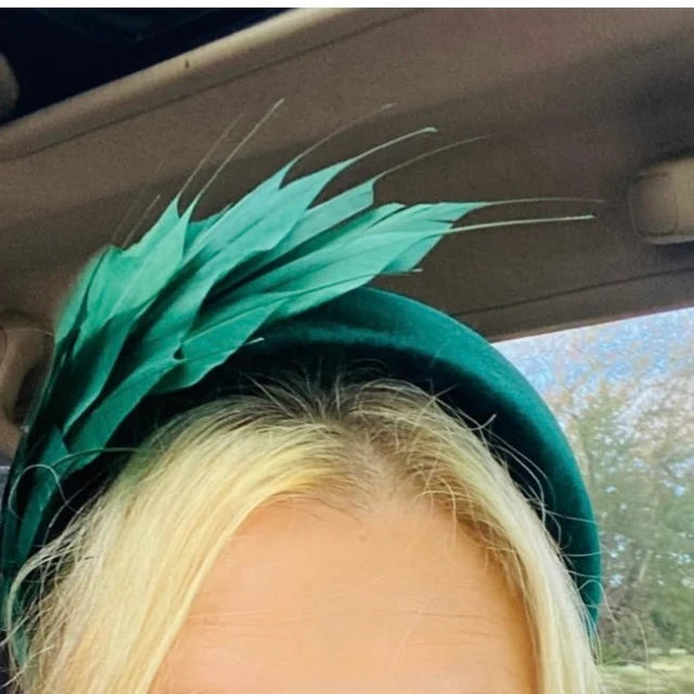 Bottle Green Feather Fascinator Headband
