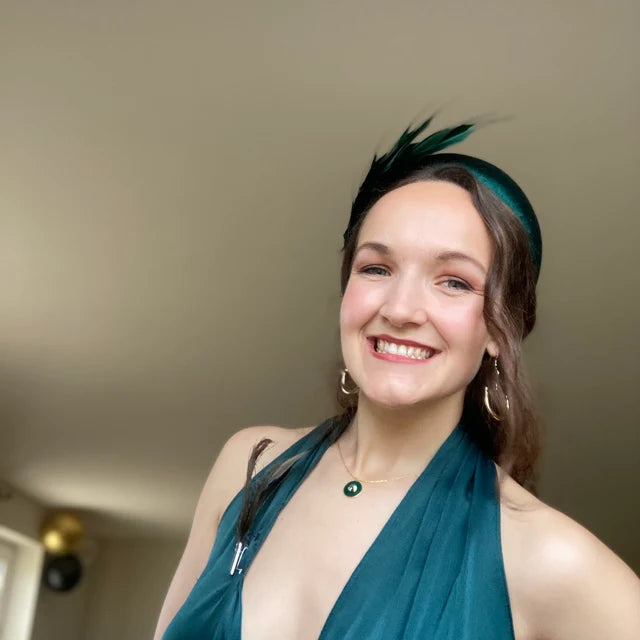 Bottle Green Feather Fascinator Headband