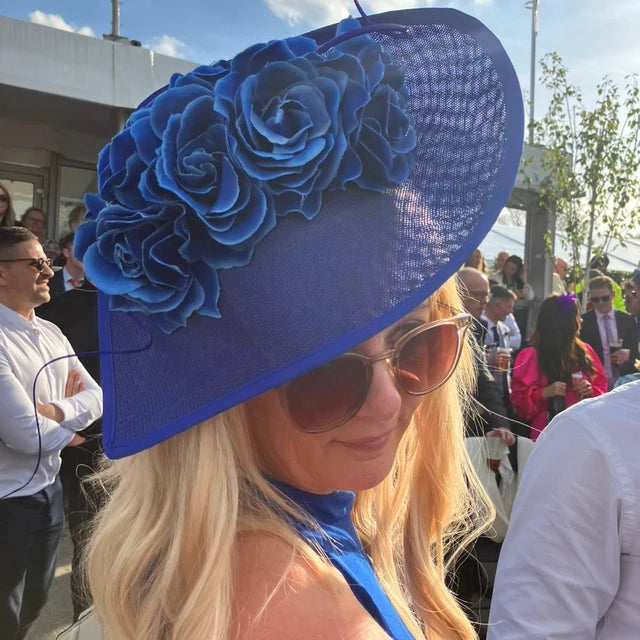 Ombre Royal Blue Rose Teardrop Hat OR-1
