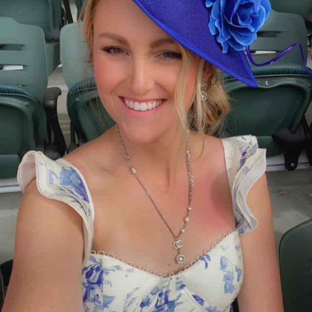Ombre Royal Blue Rose Teardrop Hat OR-1
