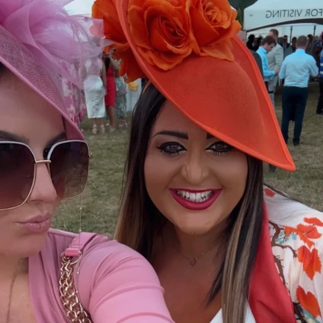 Large Burnt Orange Teardrop Fascinator Hat