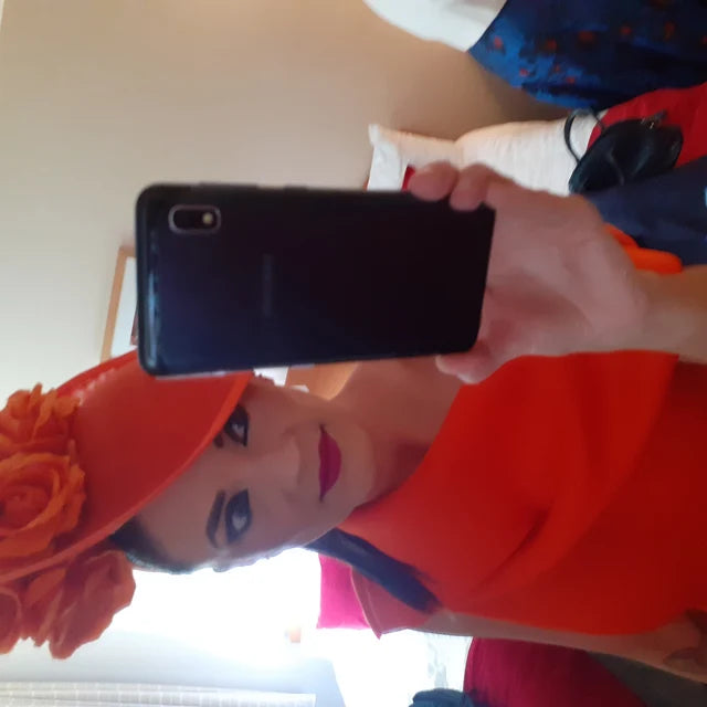 Large Burnt Orange Teardrop Fascinator Hat