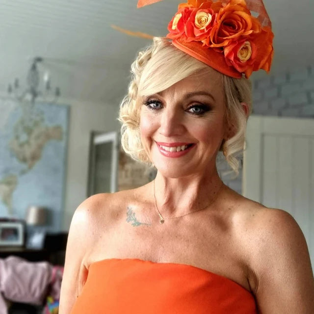 Orange Rose Sinamay Fascinator Hat