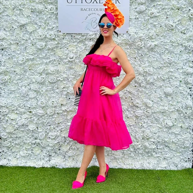 Orange & Pink Orchid Fascinator Hat