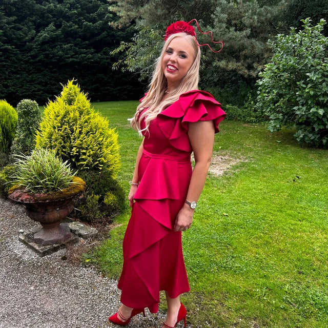 Red Rose Flower Statement Fascinator sh-352