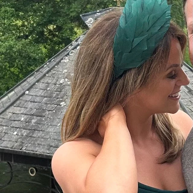 Bottle Green Feather Fascinator Headband