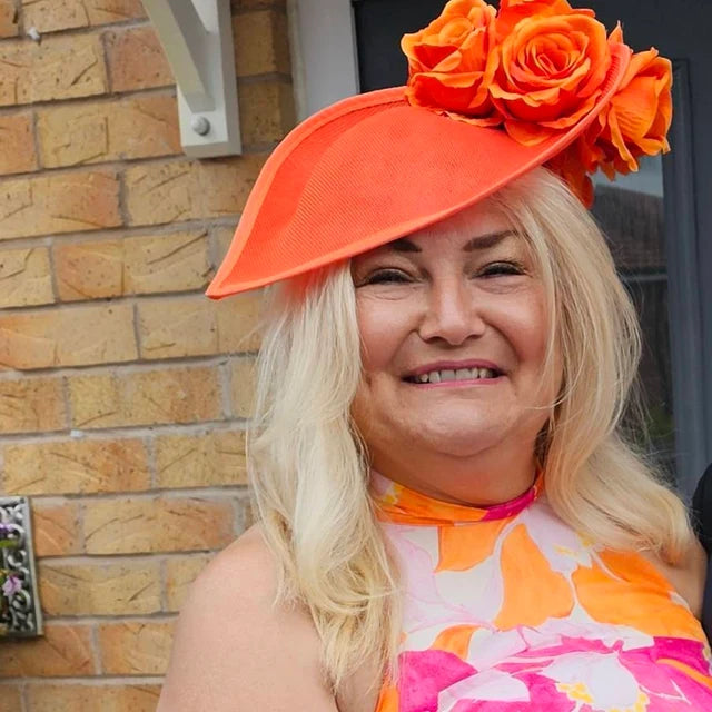 Large Burnt Orange Teardrop Fascinator Hat