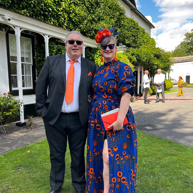 Orange & Royal Blue Floral Fascinator Hat