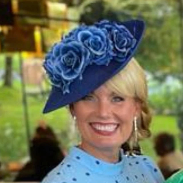 Ombre Royal Blue Rose Teardrop Hat OR-1