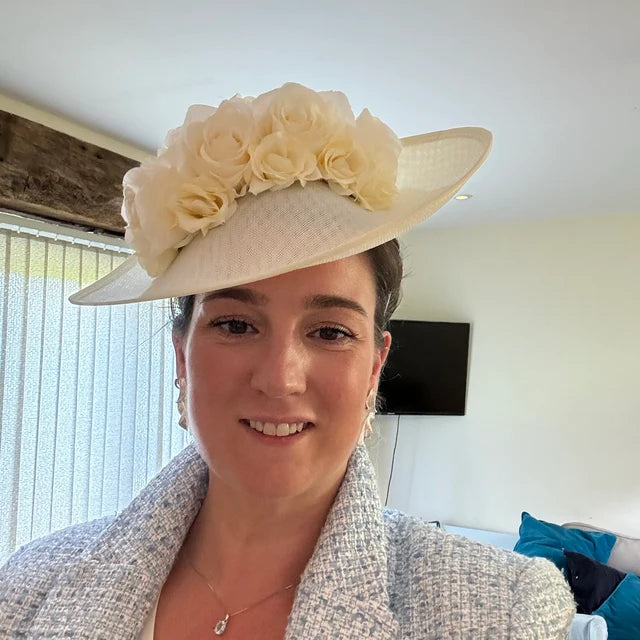 Large Cream Rose Teardrop Hat