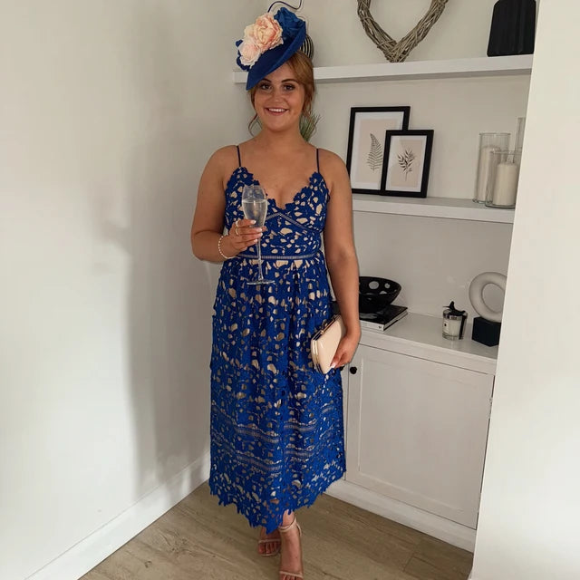 Royal Blue & Peach Flower Disc Hatinator