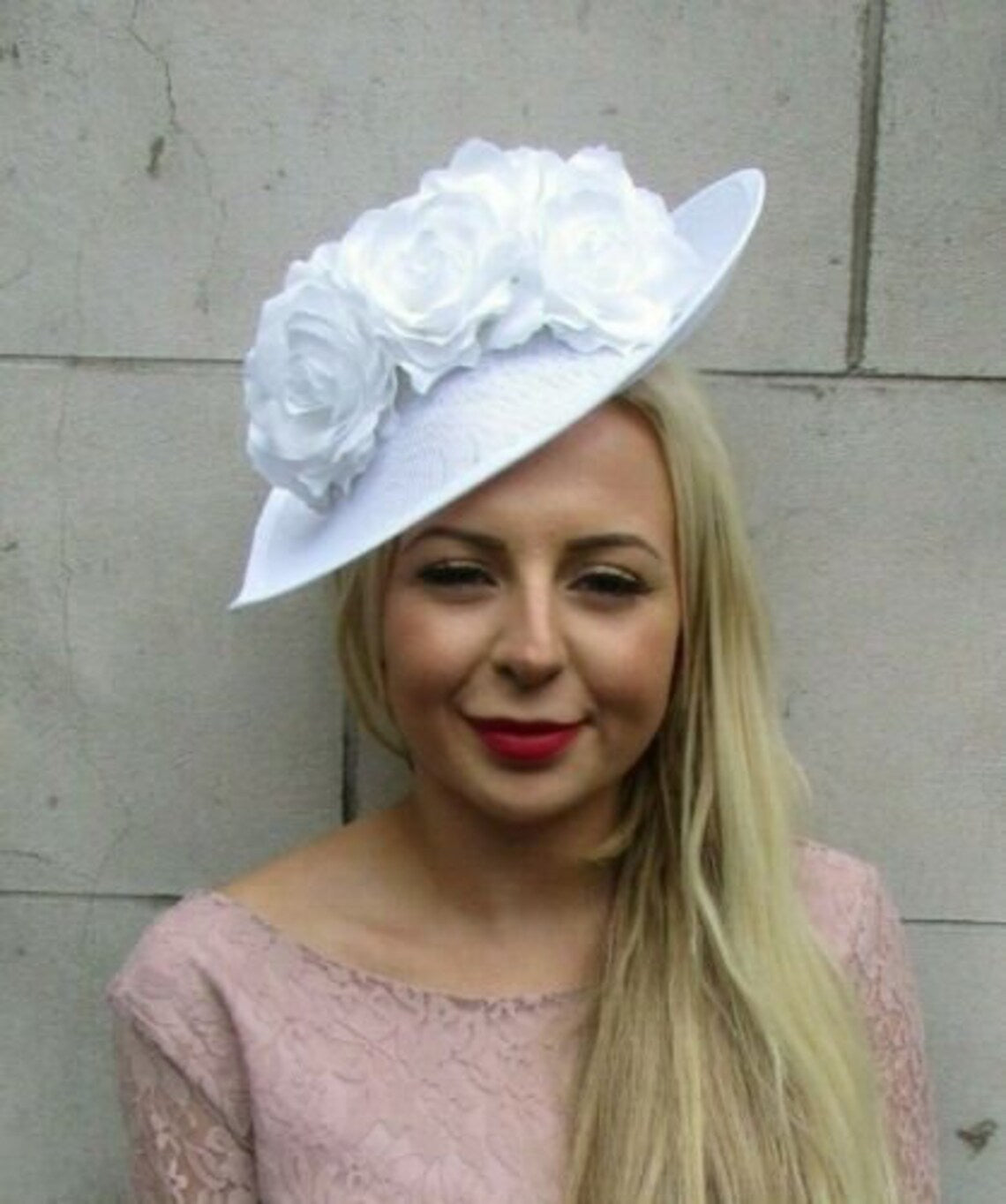 White Rose Flower Teardrop Fascinator Hat
