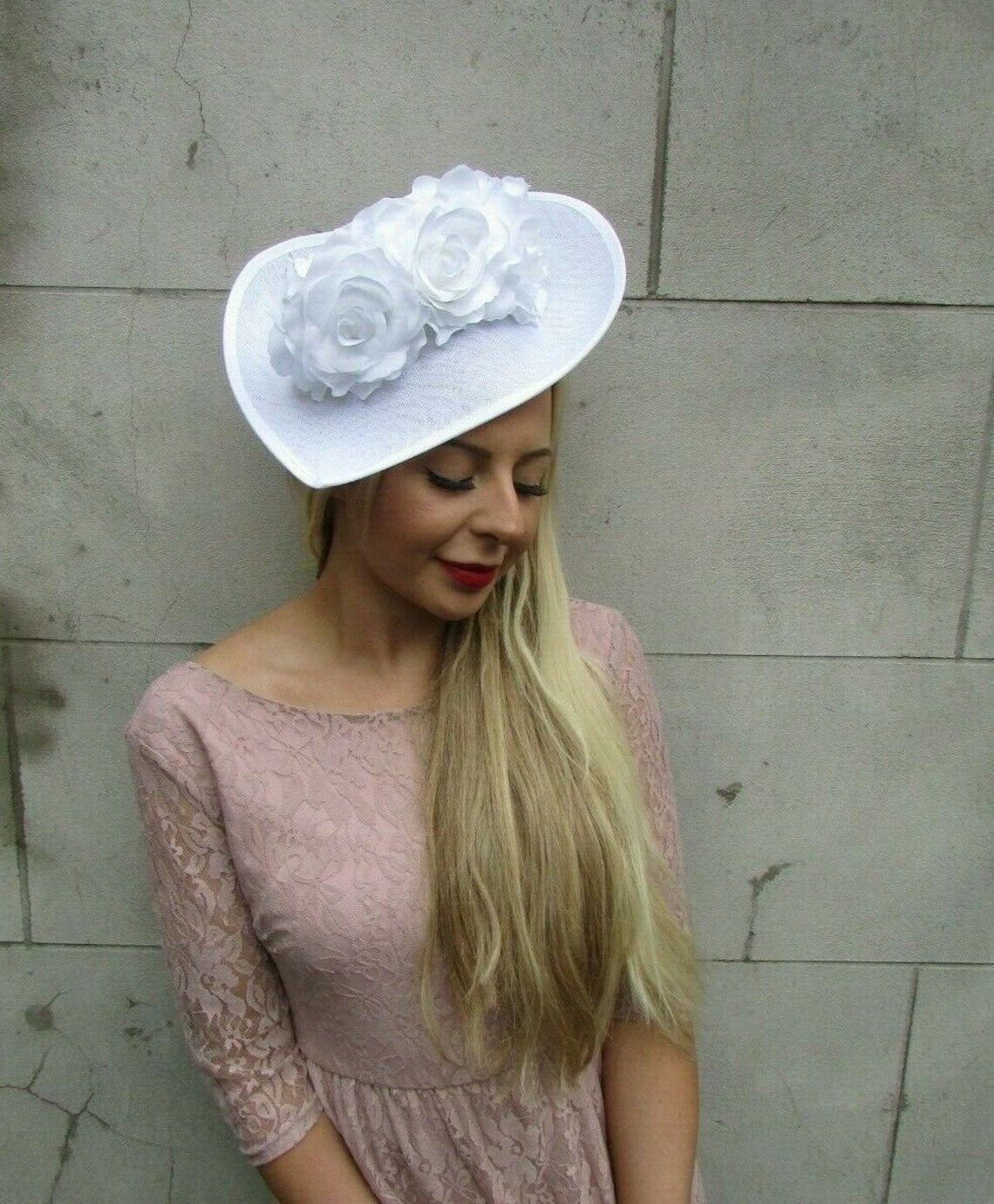 White Rose Flower Teardrop Fascinator Hat
